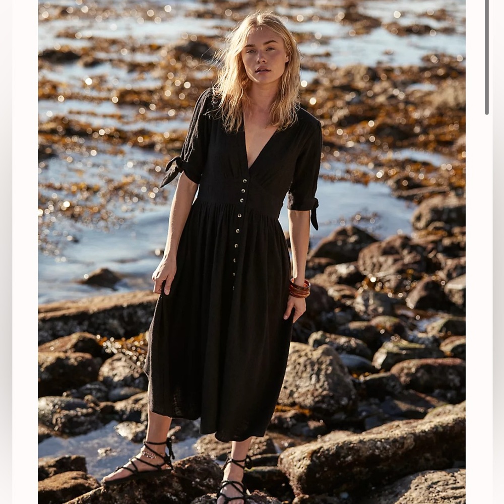 FREE PEOPLE Love Of My Life Midi Dress Black Size L